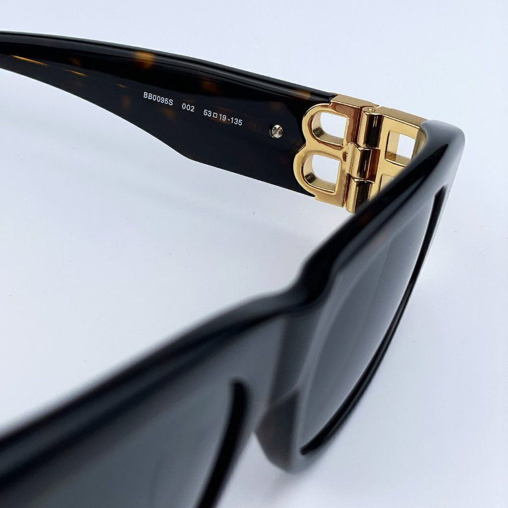 NEW Balenciaga BB0095S 002 Havana Brown Gold Green Cat Eye Unisex Sunglasses - Picture 13 of 14